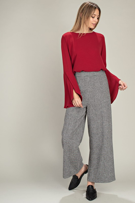 Hounds tooth wide leg pants..