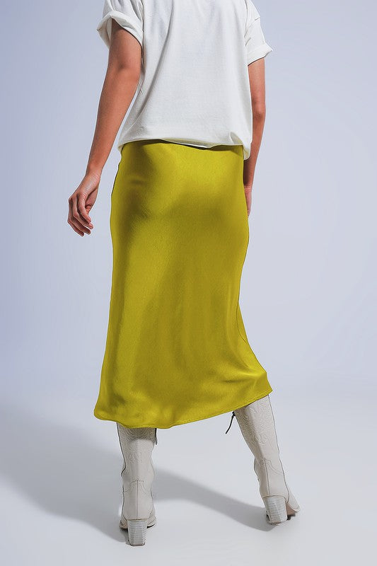 satin midi slip skirt