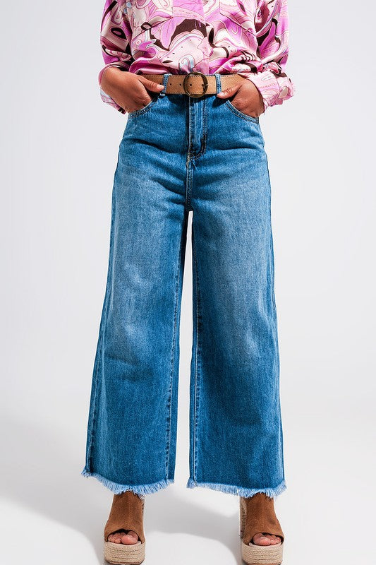 Relaxed wide leg denim