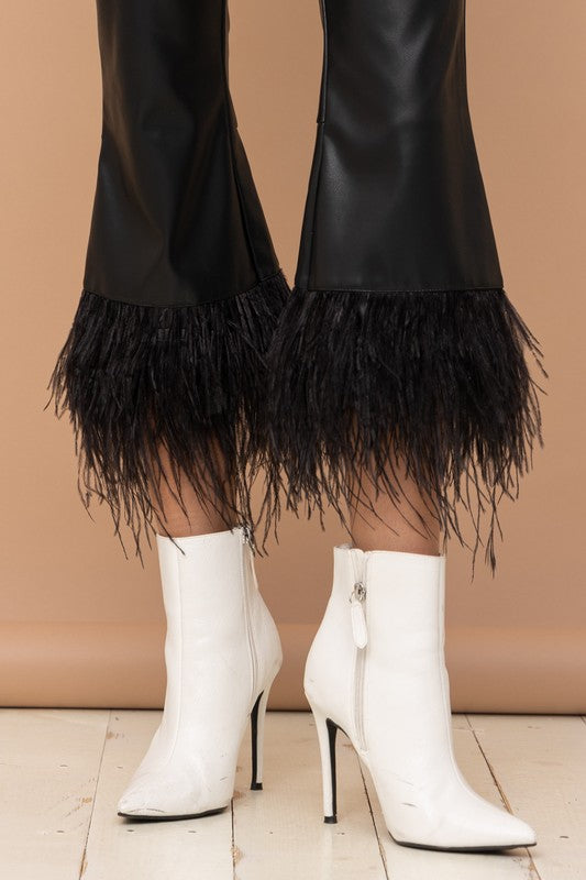 Faux Leather Feather leggings