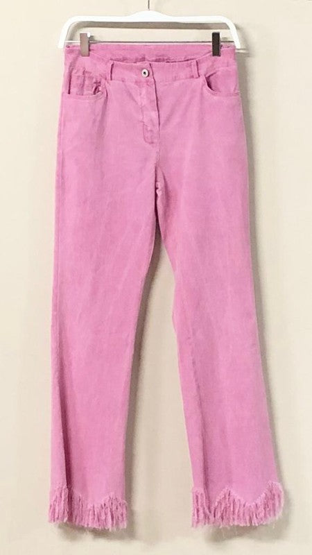 Fringe Hem Light Flare Pants