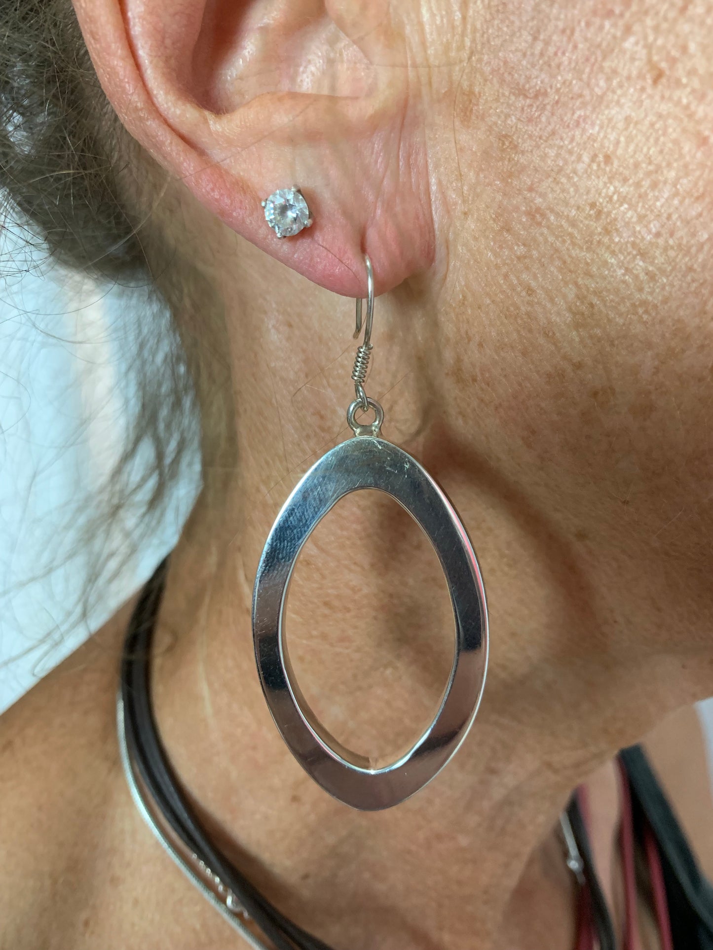 Oval Sterling Silver Earrings