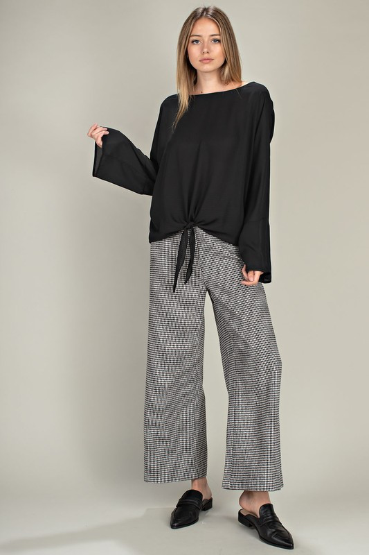 Hounds tooth wide leg pants..
