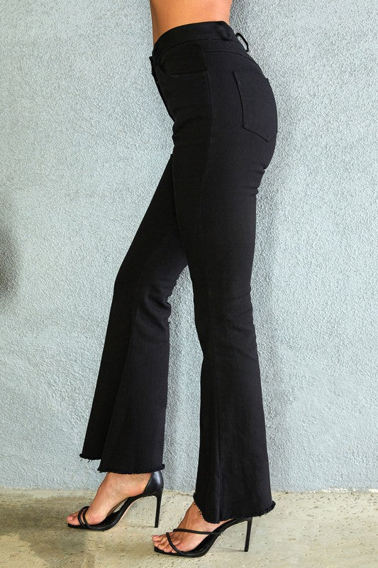 Twill denim flare bell pants