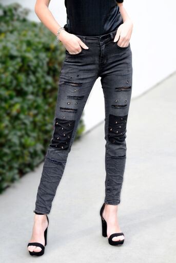 Italian Eyelet and patch pants