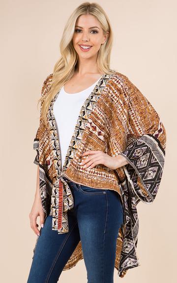 Multi Pattern Kimono Front Tie Cover-Up