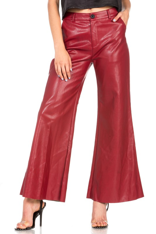 Faux leather wide leg pants