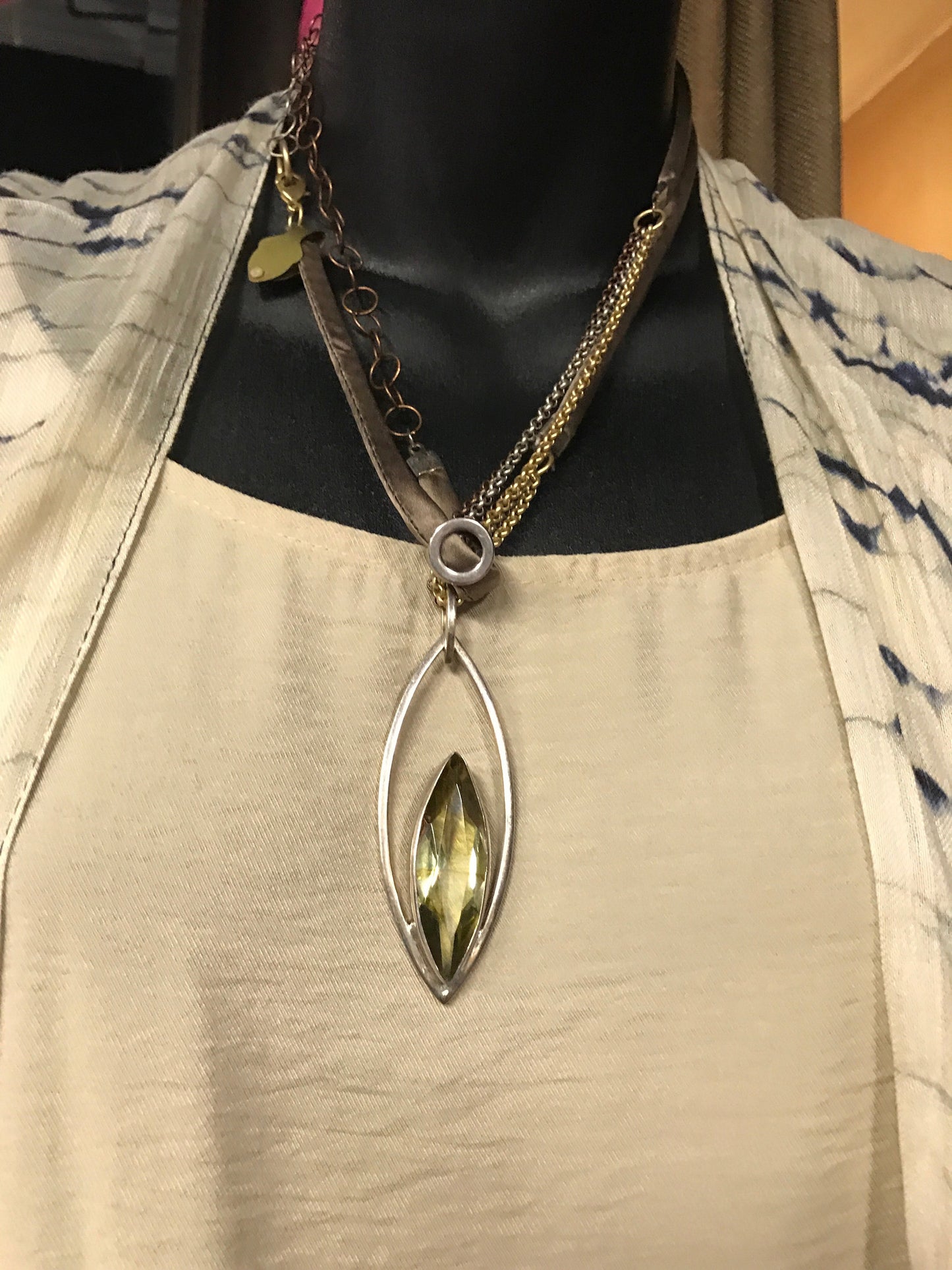 Sterling Silver and Citrine crystal quartz necklace