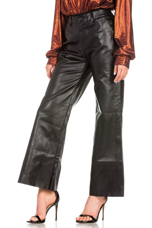 Faux leather wide leg pants