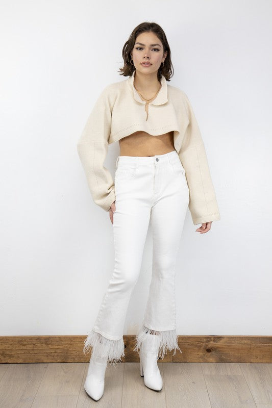 Plumery hem Flared Jeans.