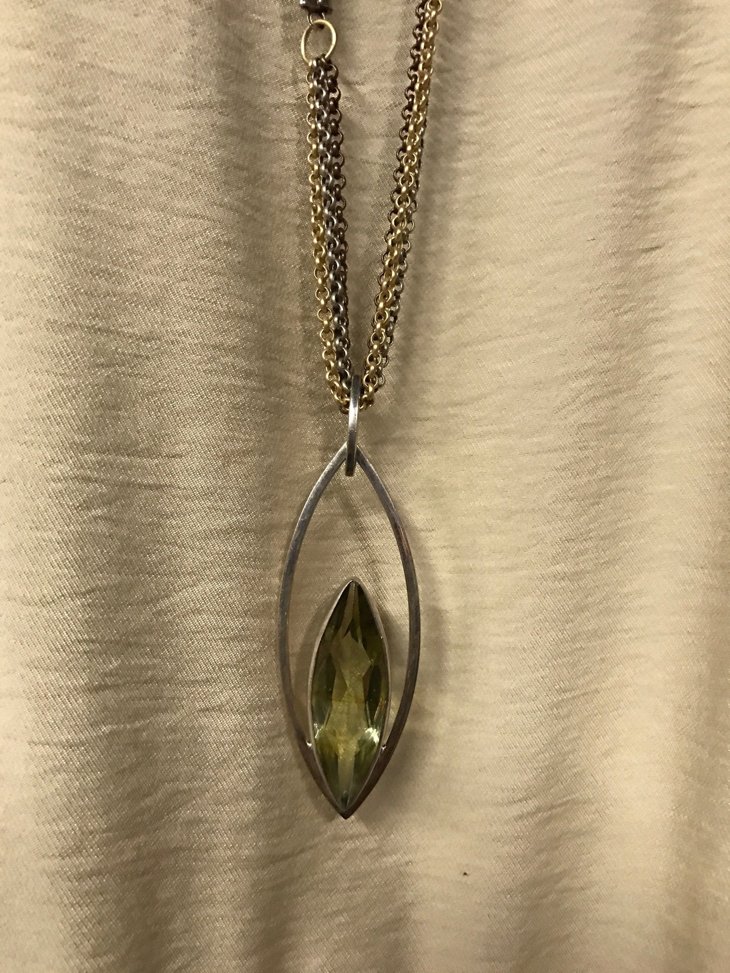 Sterling Silver and Citrine crystal quartz necklace