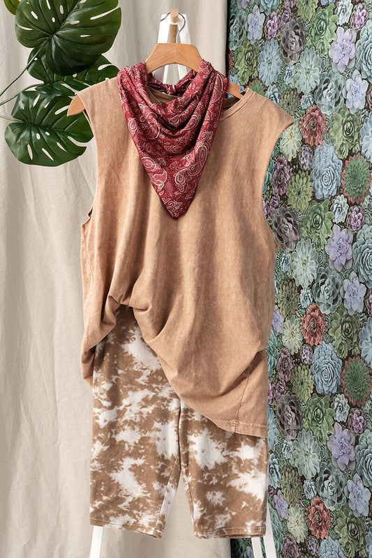 Vintage mineral washed sleeveless top.