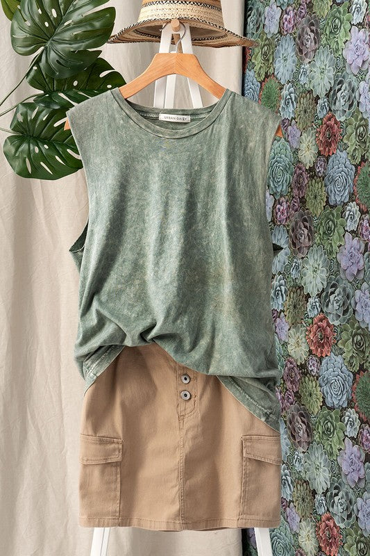 Vintage mineral washed sleeveless top.