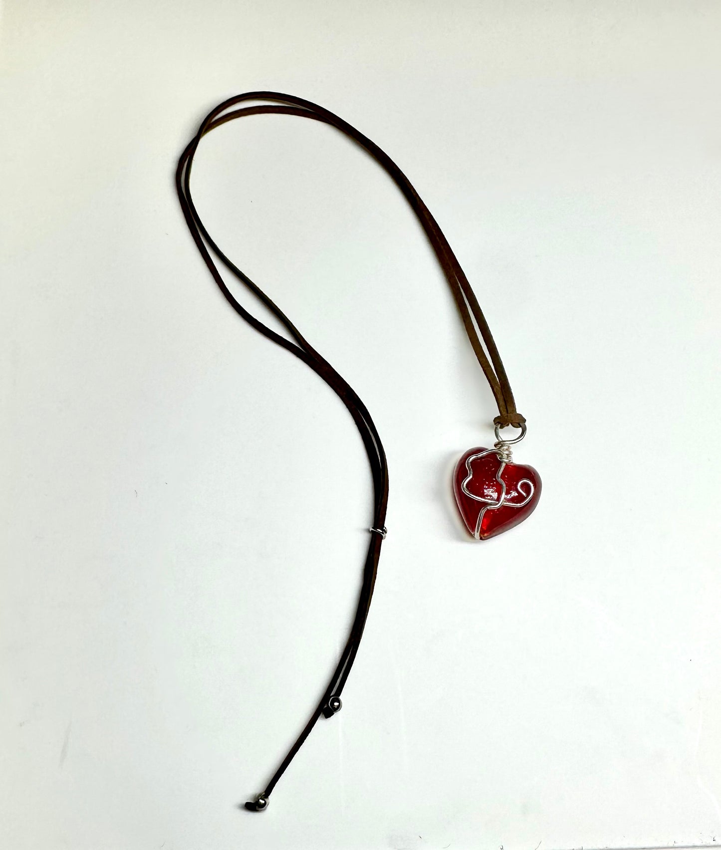 Heart leather necklace