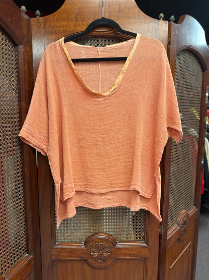V Neck Loose  Linen Top. 3474