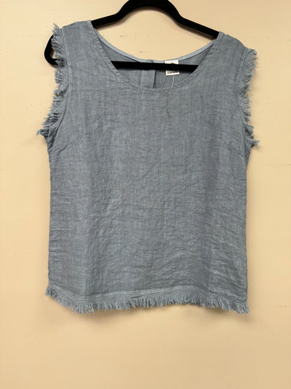 Italian linen distressed hem tank top