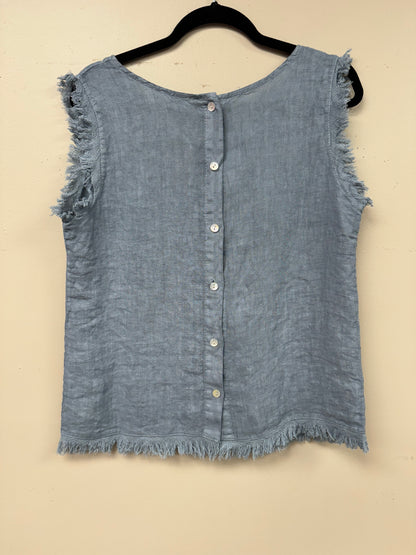 Italian linen distressed hem tank top