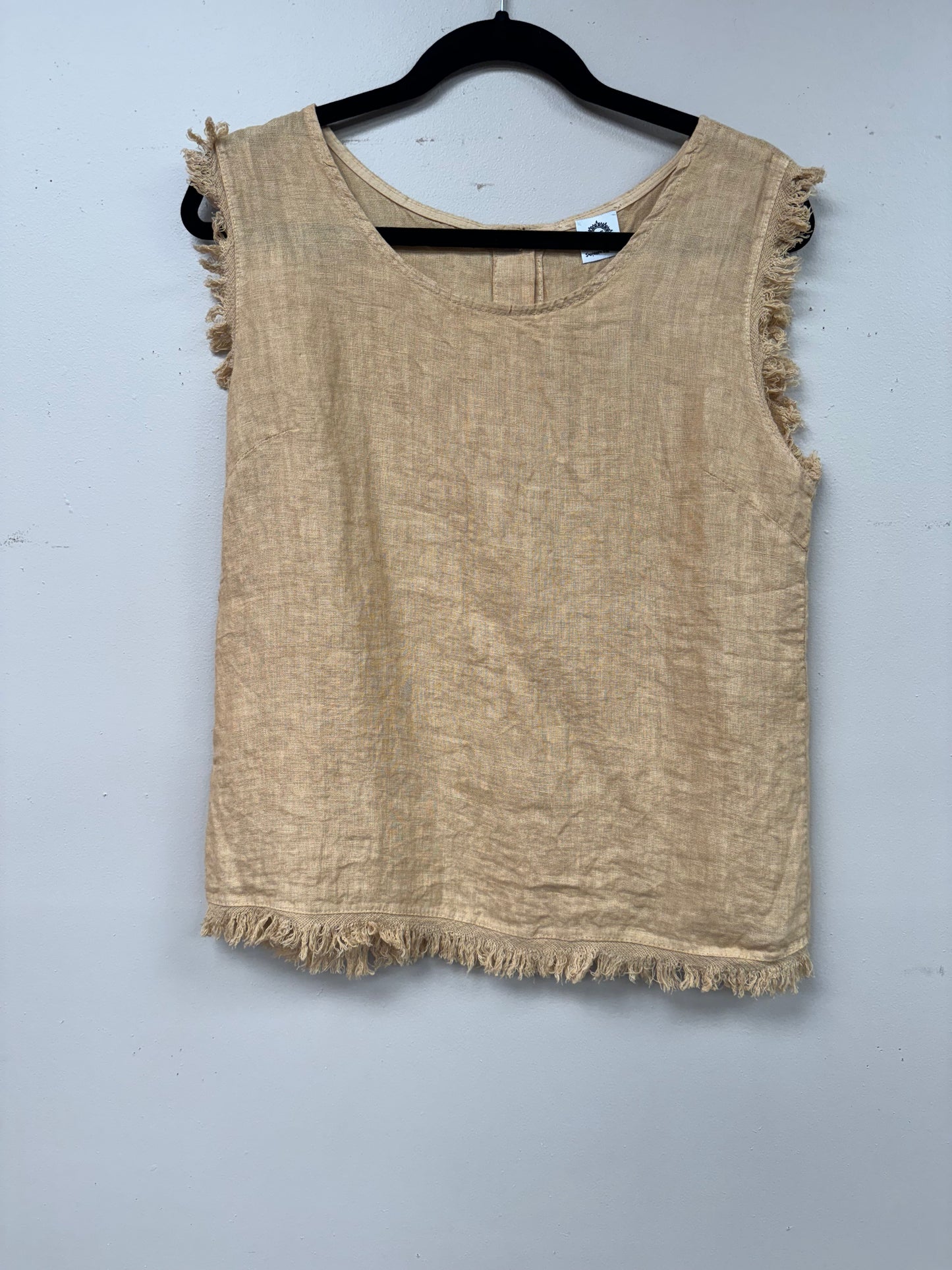 Italian linen distressed hem tank top