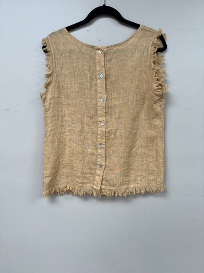 Italian linen distressed hem tank top