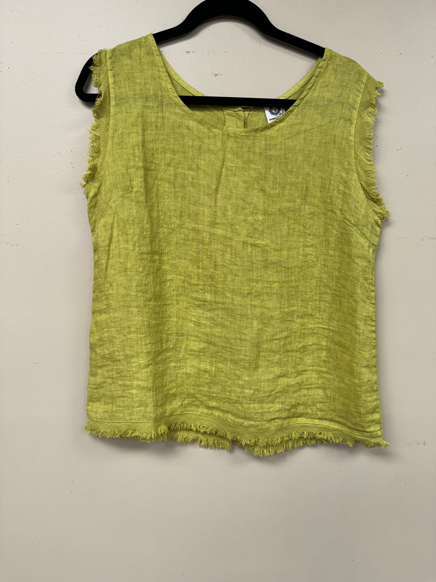 Italian linen distressed hem tank top