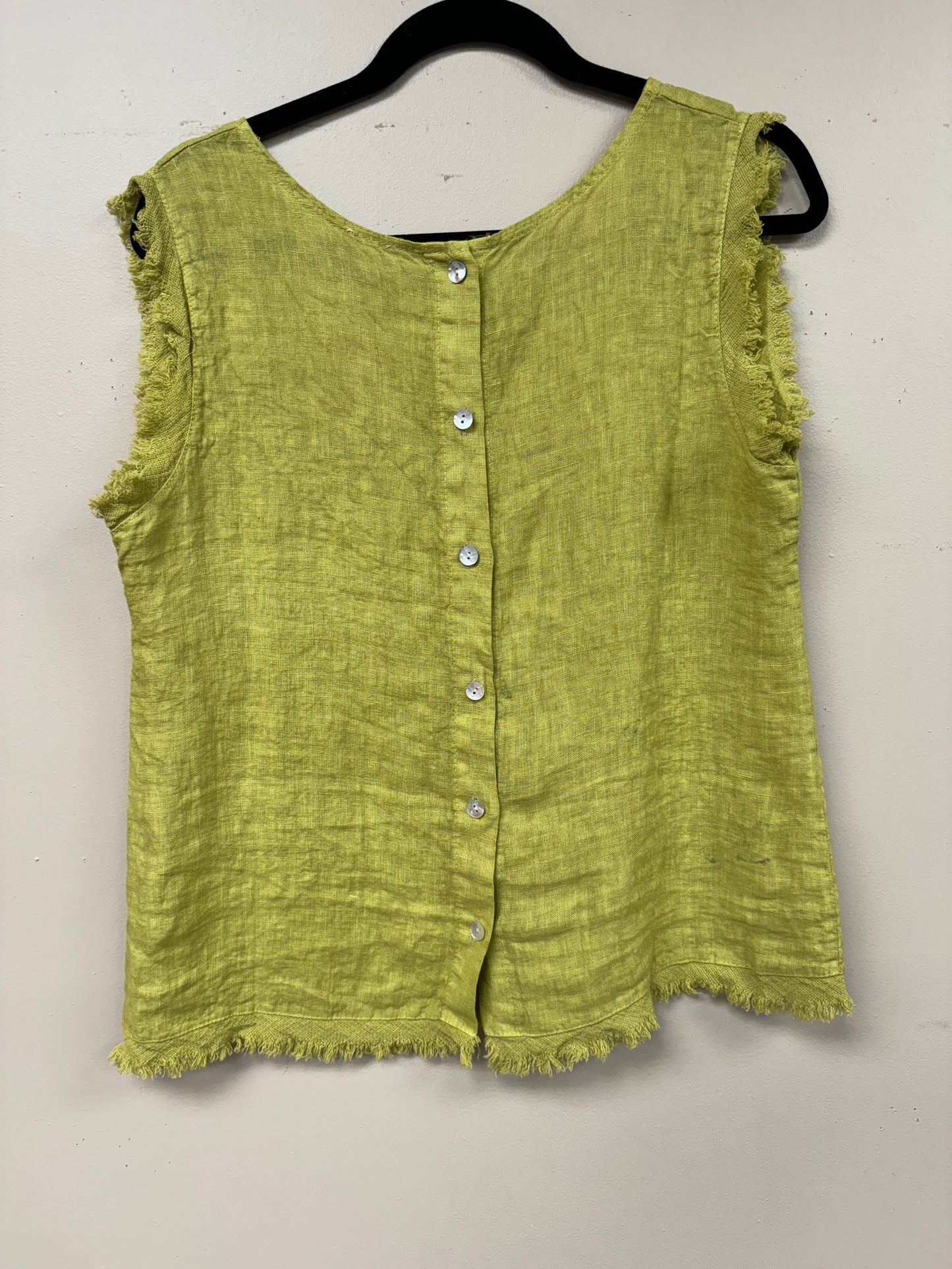 Italian linen distressed hem tank top