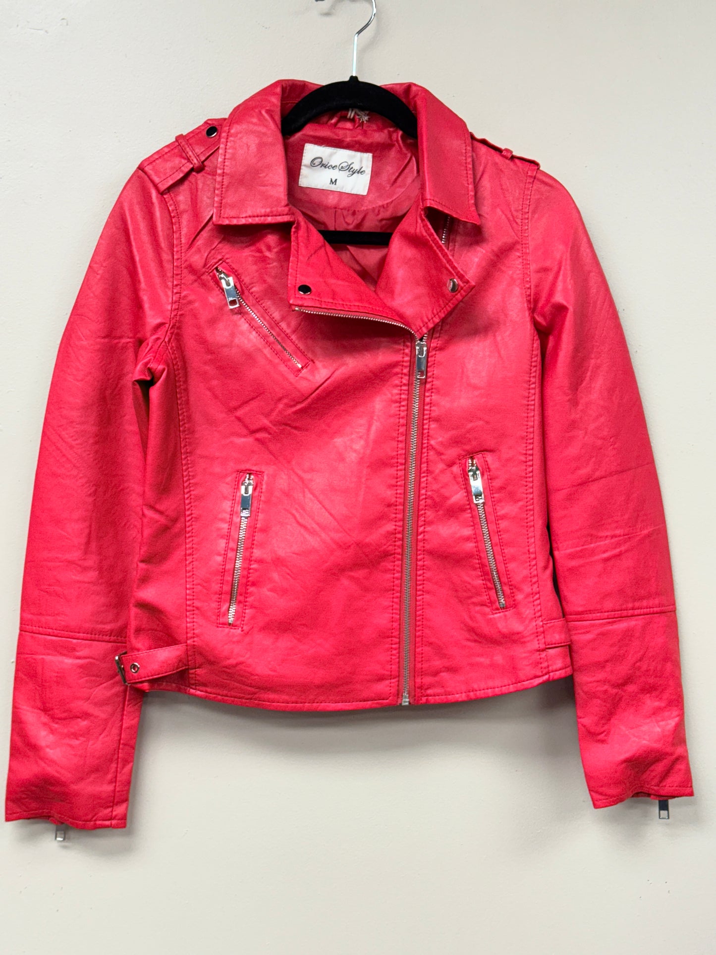 Red Leather Motto Jacket