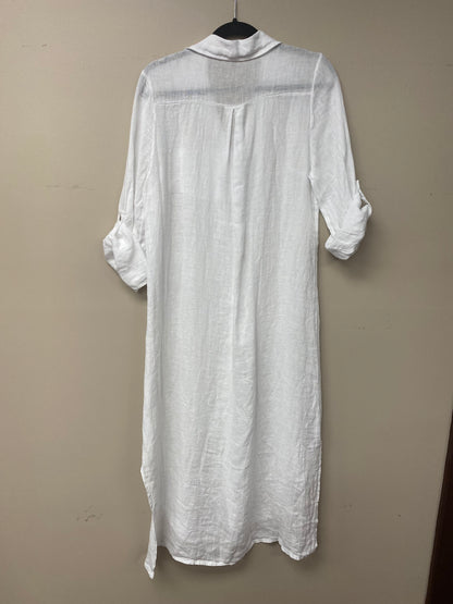 Italian linen long button down shirt dress.