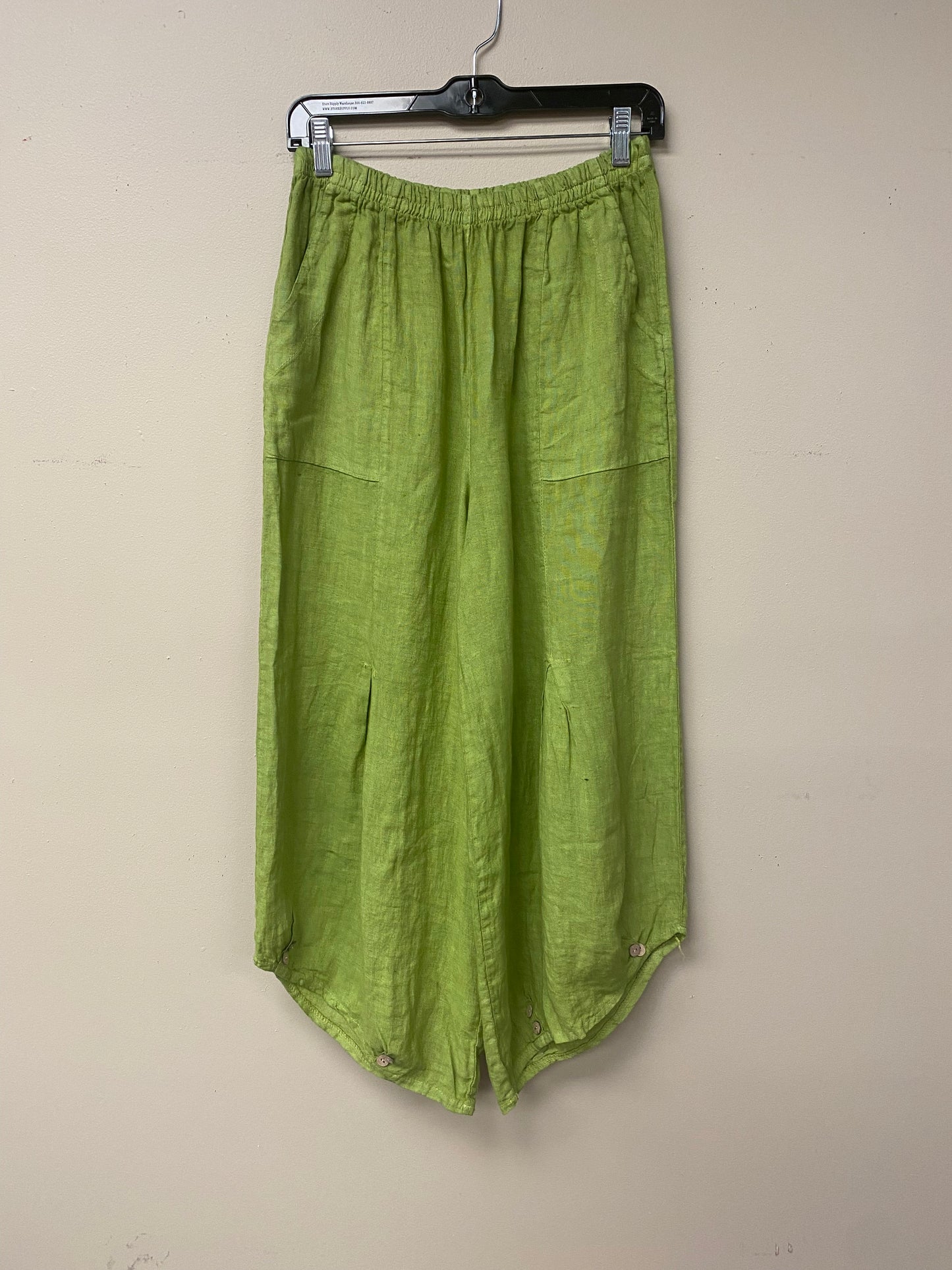 Italian, Linen Pants with button accent.