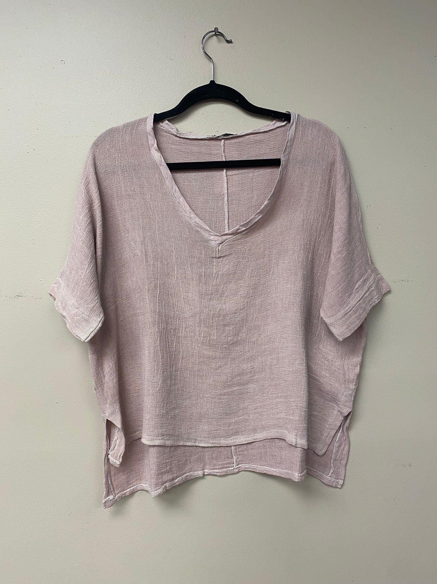 V Neck Loose  Linen Top. 3474