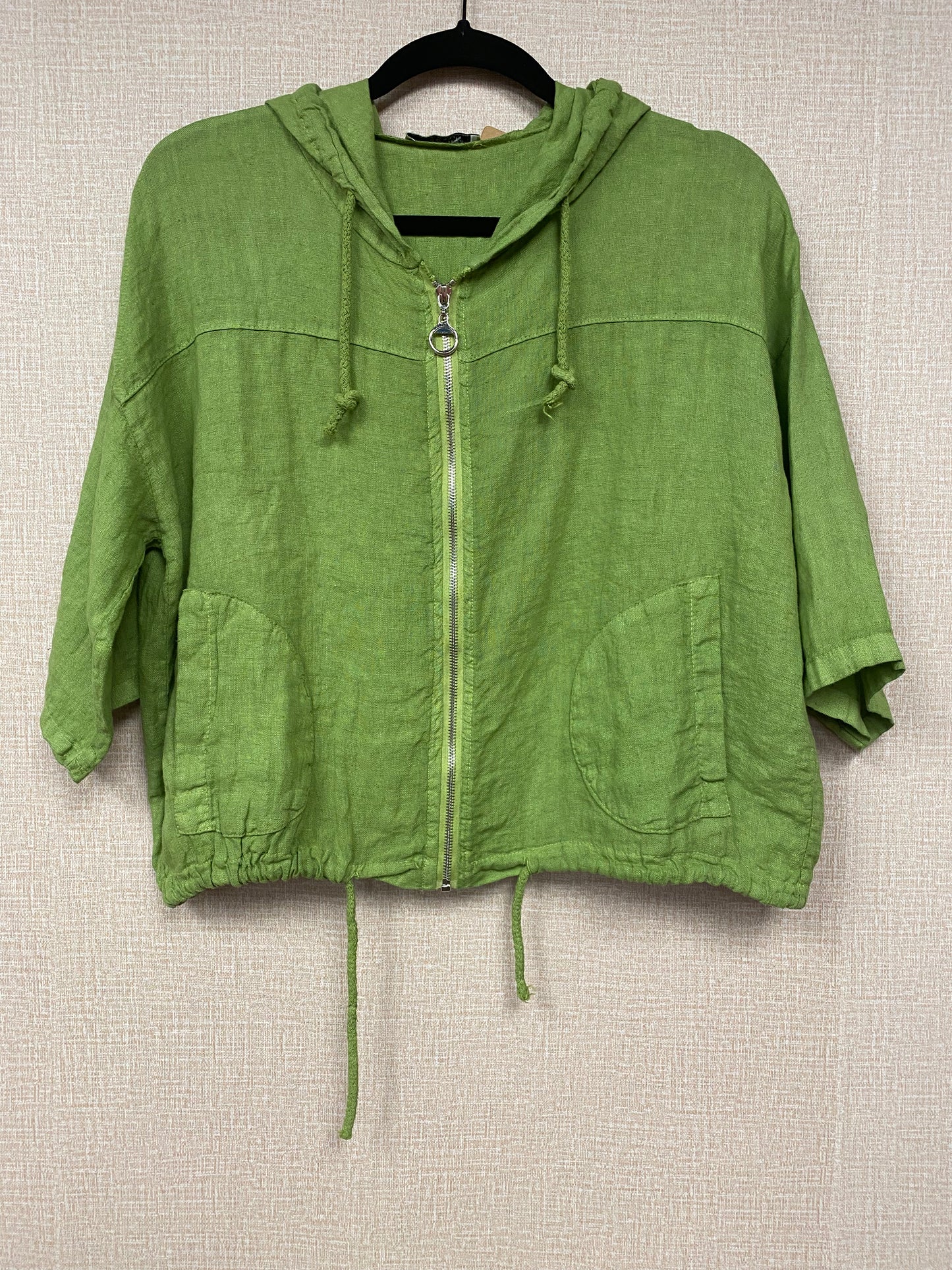 Italian cropped linen hoodie Jacket