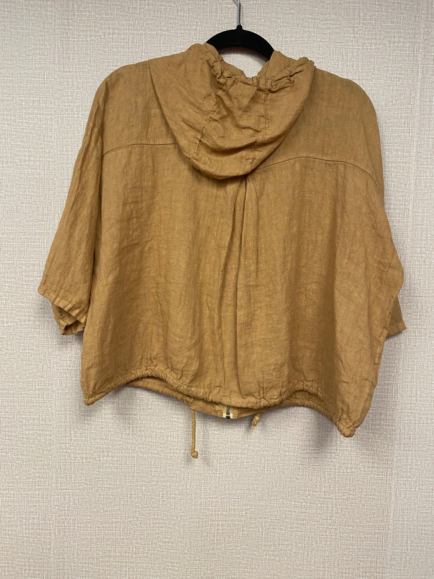 Italian cropped linen hoodie Jacket