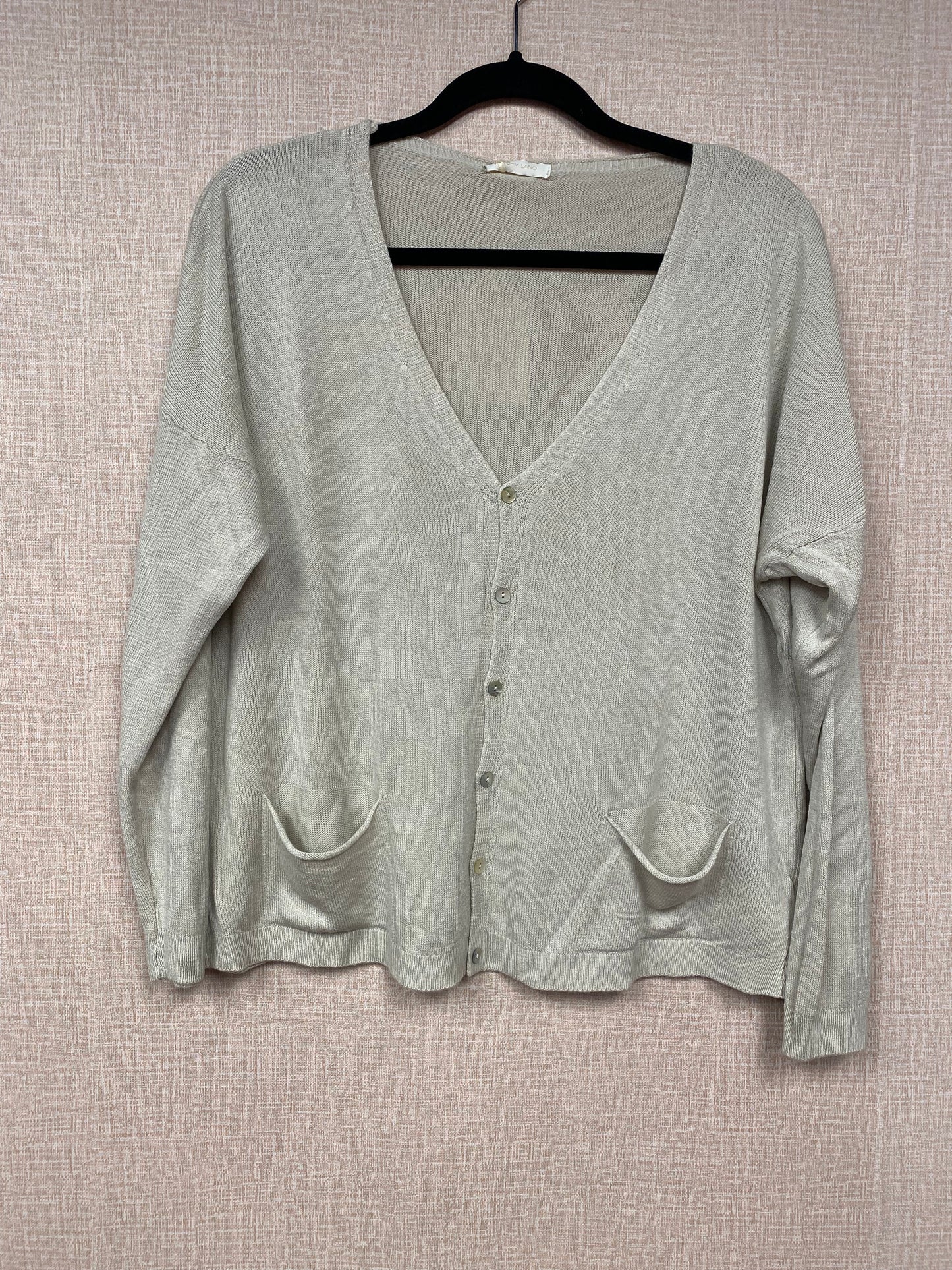 Button down V neck light sweater