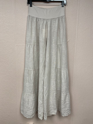 Milio Milano Smocked Waist Linen Palazzo Pants