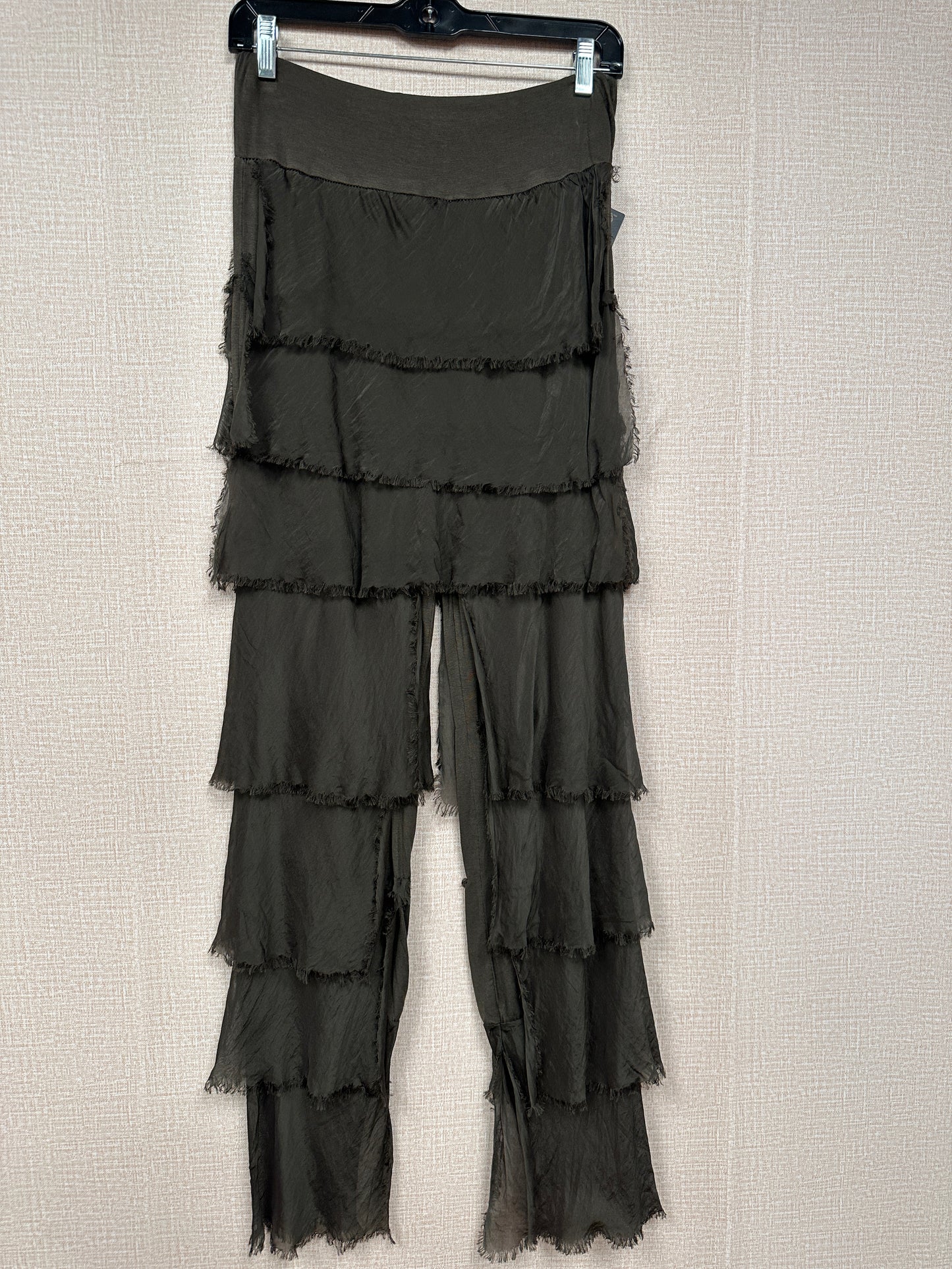 Italian layered ruffle silky pants