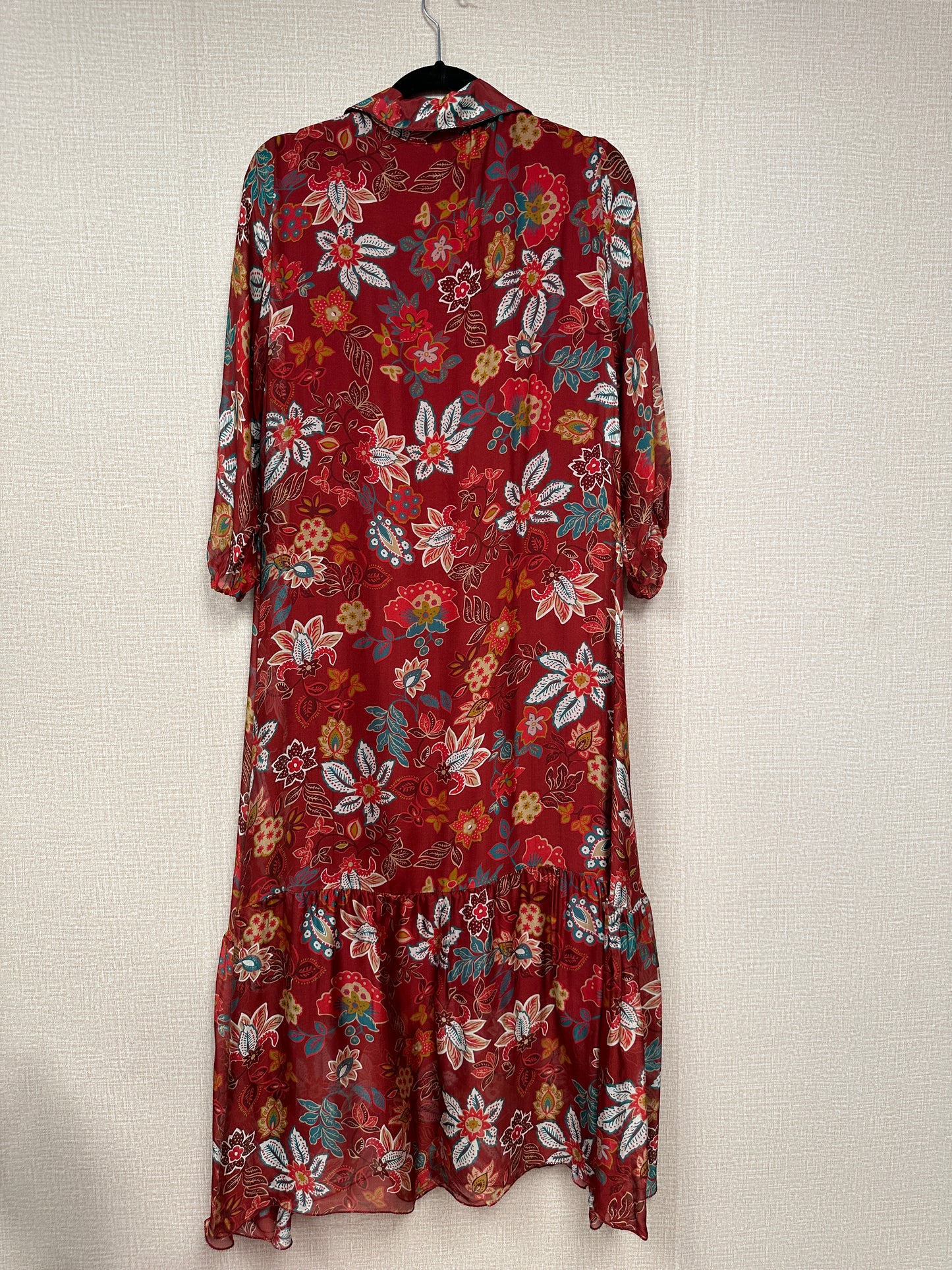 Italian flower print satin dress