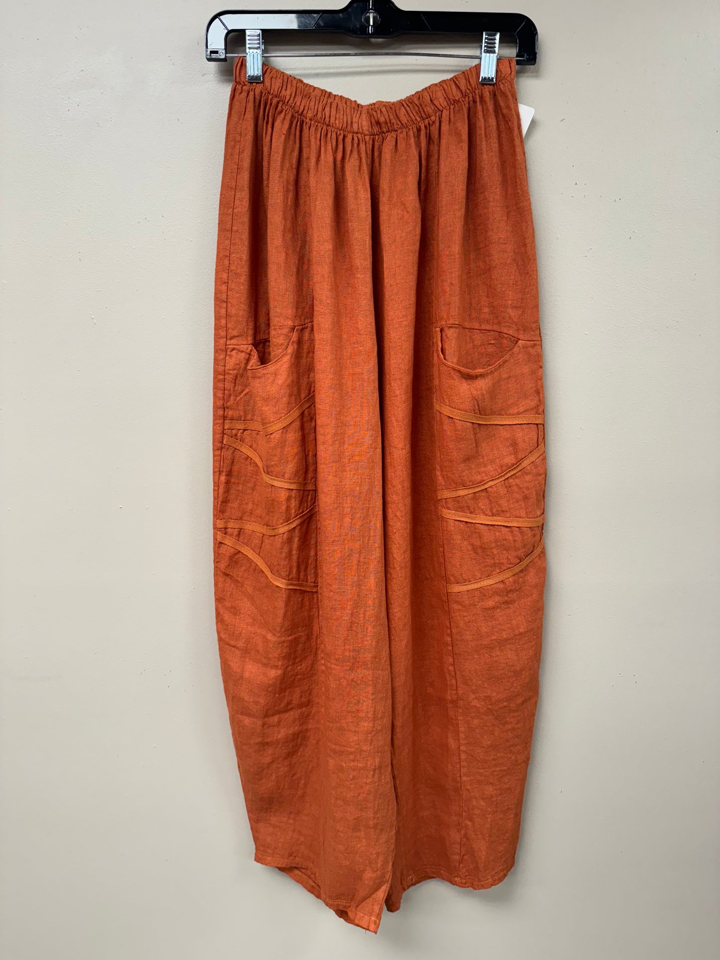 Italian linen front pocket barrel pants