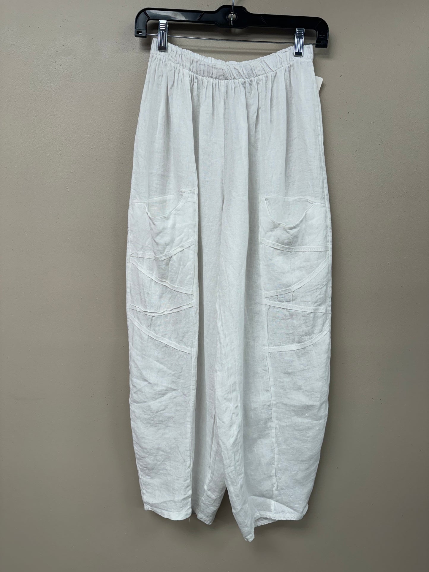 Italian linen front pocket barrel pants