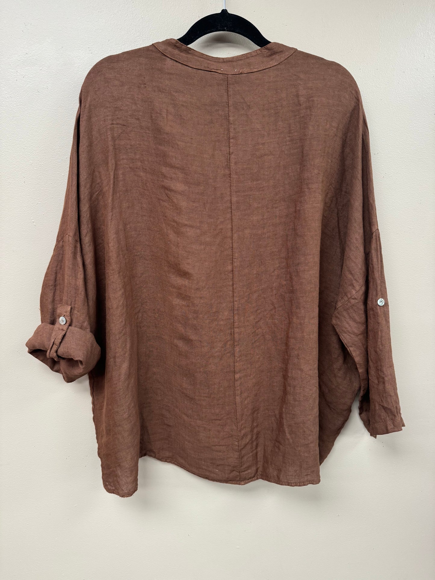Italian linen, v neck long sleeves top