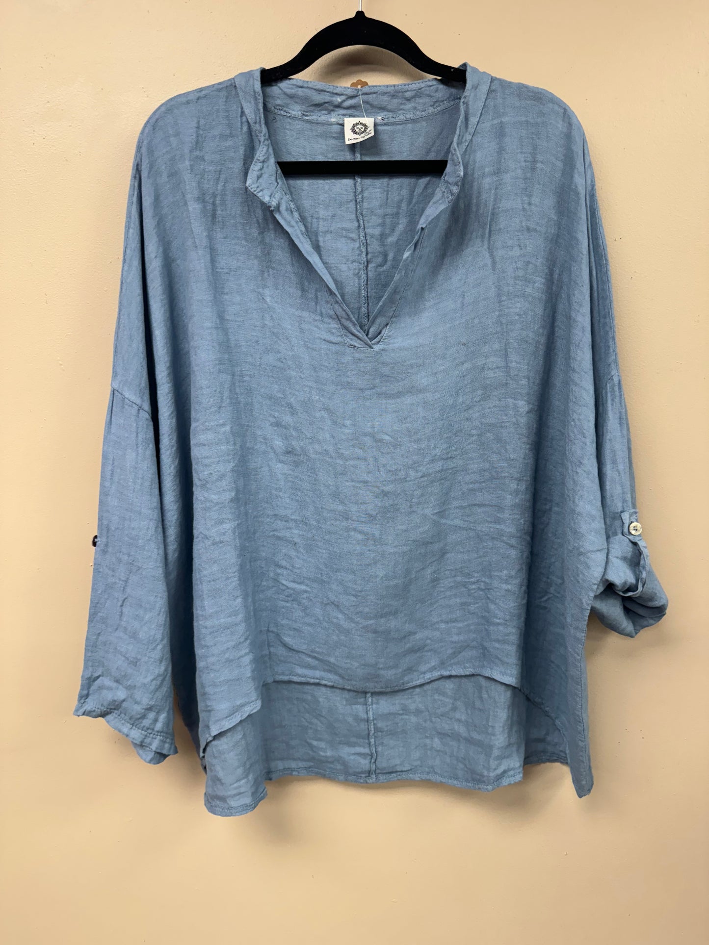 Italian linen, v neck long sleeves top