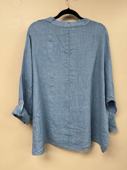 Italian linen, v neck long sleeves top