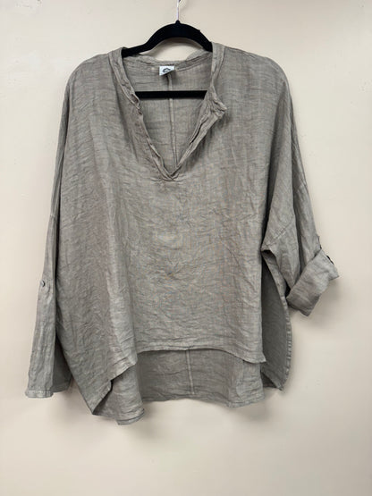 Italian linen, v neck long sleeves top