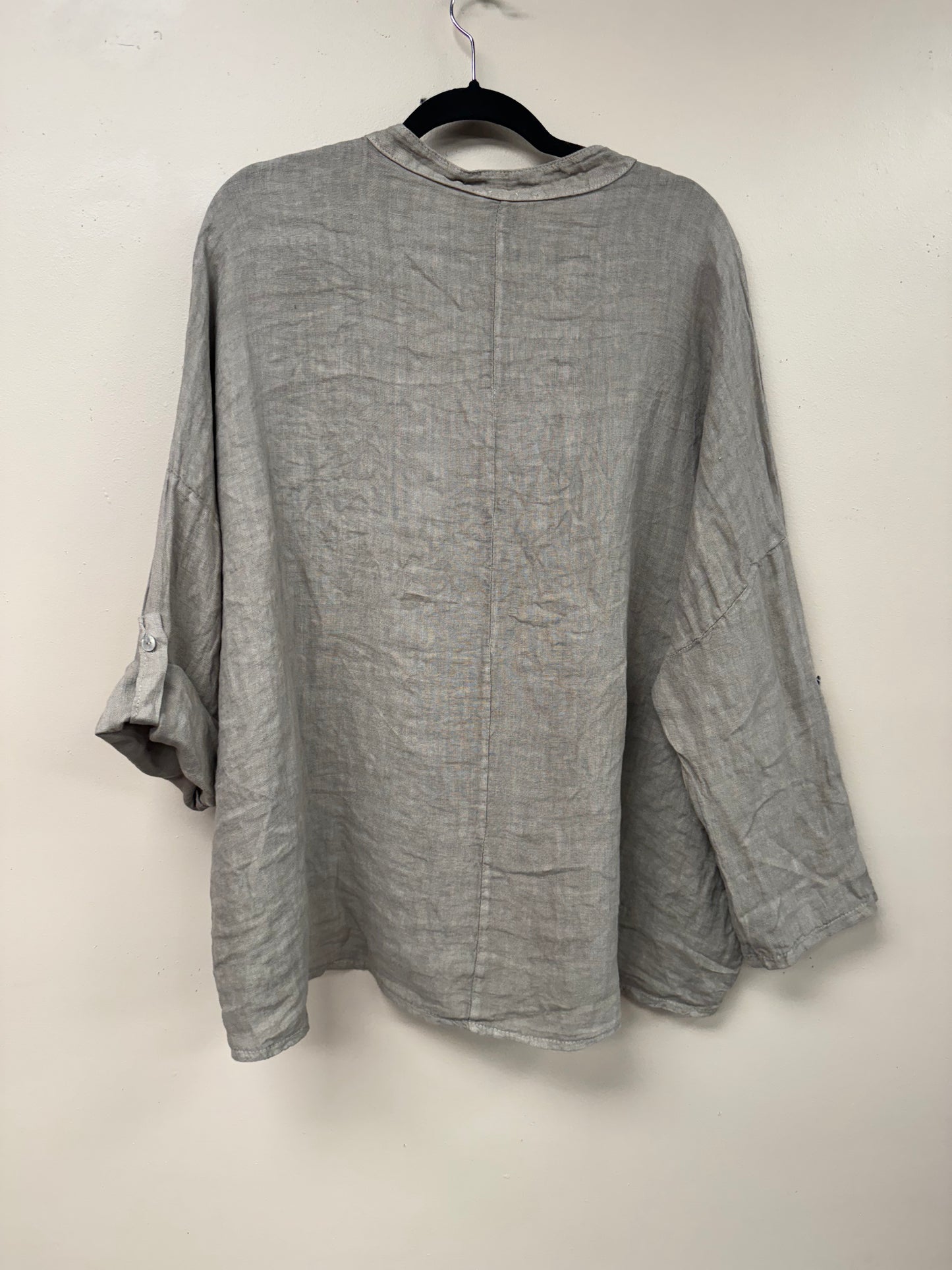 Italian linen, v neck long sleeves top