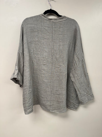 Italian linen, v neck long sleeves top