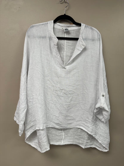 Italian linen, v neck long sleeves top