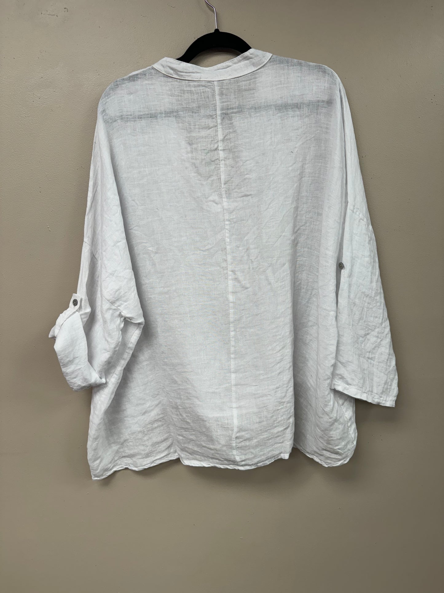 Italian linen, v neck long sleeves top