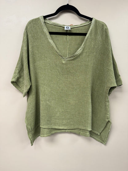 V Neck Loose  Linen Top. 3474