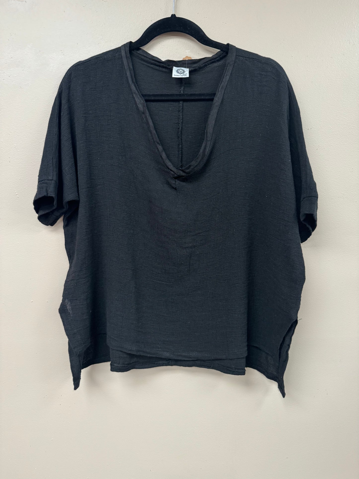 V Neck Loose  Linen Top. 3474