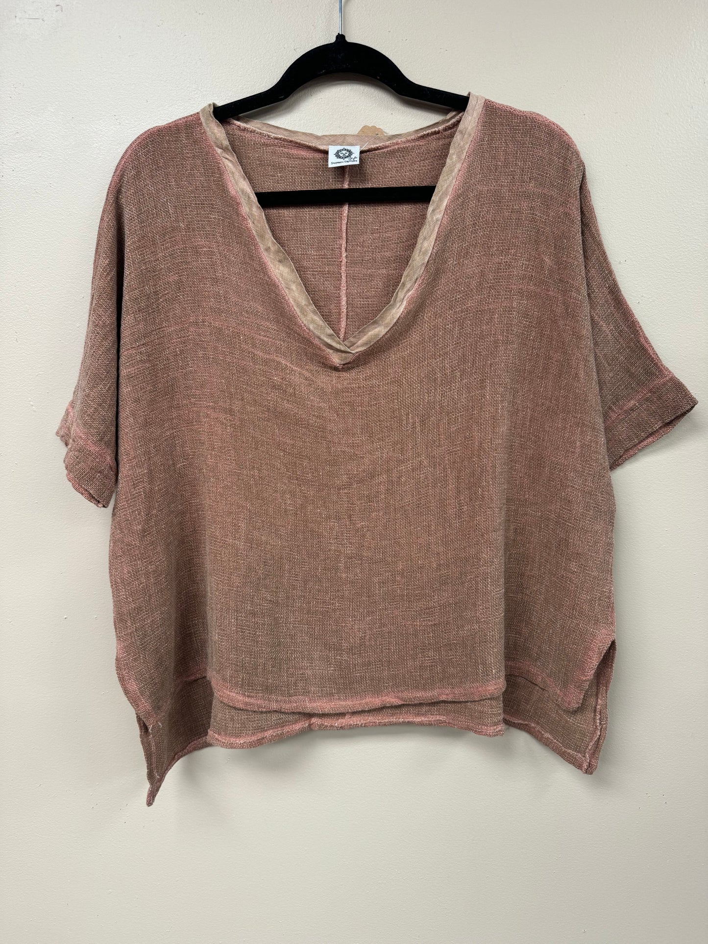 V Neck Loose  Linen Top. 3474