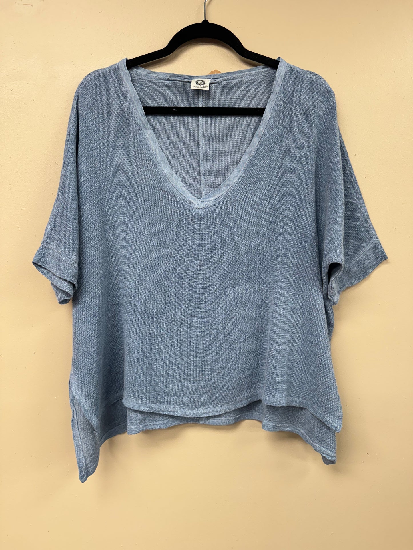 V Neck Loose  Linen Top. 3474