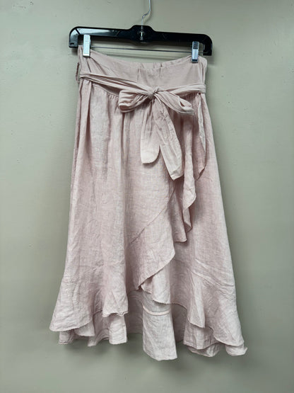 Asymetrical Wrap around Style Linen Midi skirt